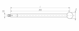 M3-F100-RB8-S100 Щуп прямой М3, сферический наконечник из синтетического рубина  Ø 8 мм, стержень из углеродного волокна, длина 100 мм, ЭРД 100 мм