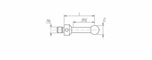 M4-S150-RB5-S135 Щуп прямой М4, сферический наконечник из синтетического рубина  Ø 5 мм, стержень из нержавеющей стали, длина 150 мм, ЭРД 135 мм